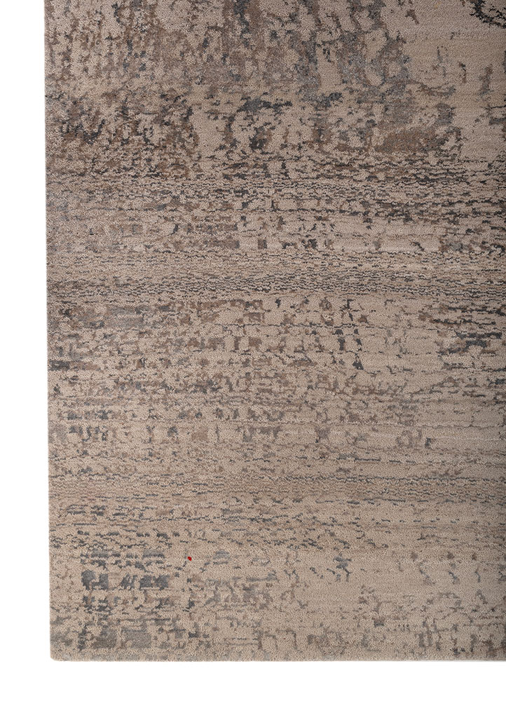 unstring by kavi ivory wool and bamboo silk Hand Knotted Rug - Corner