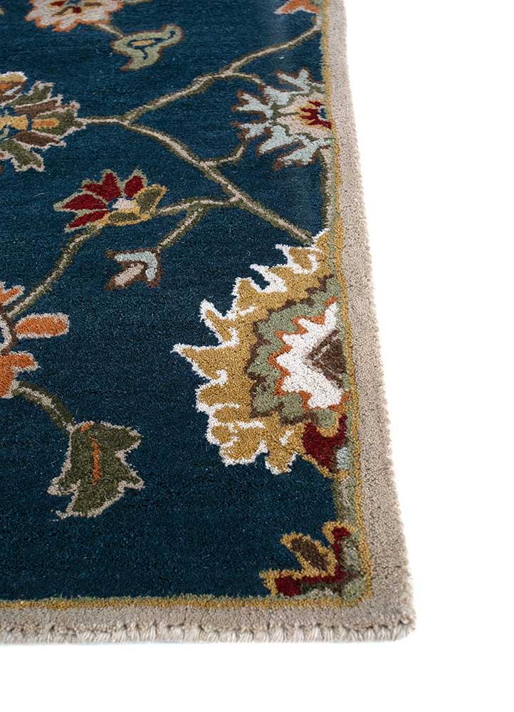 kasbah blue wool  Rug - Corner