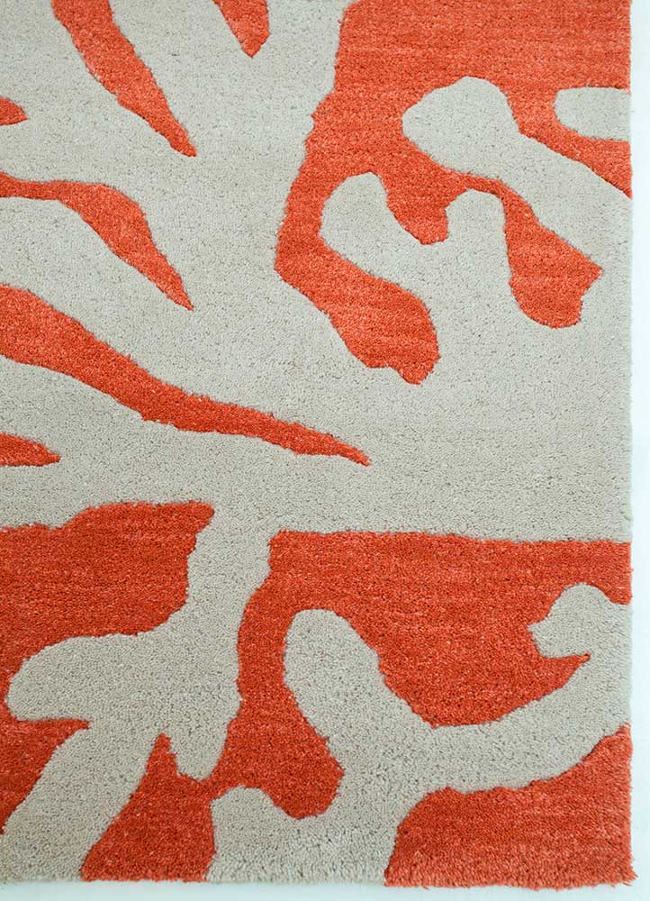 roar red and orange wool Hand Tufted Rug - Corner