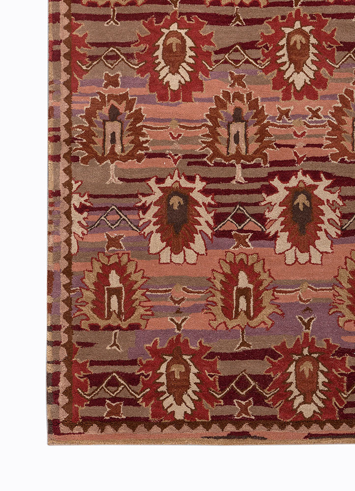 mythos beige and brown wool Hand Tufted Rug - Corner