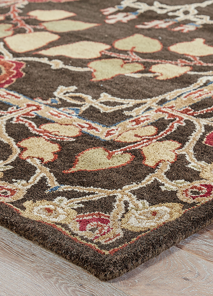 mythos beige and brown wool Hand Tufted Rug - Corner