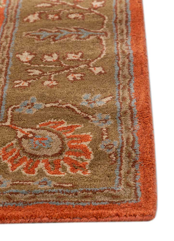 kasbah red and orange wool Hand Tufted Rug - Corner