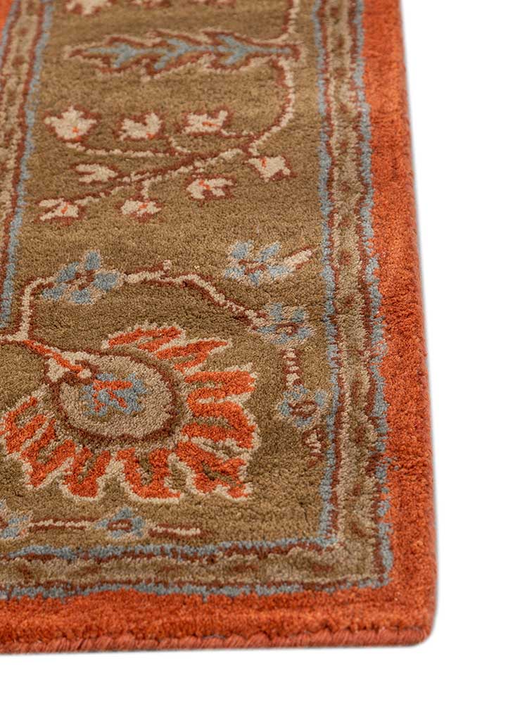 kasbah red and orange wool Hand Tufted Rug - Corner