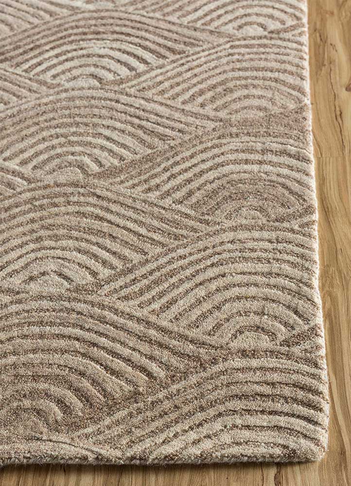 pathways beige and brown wool Hand Tufted Rug - Corner