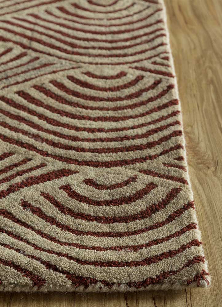 pathways beige and brown wool Hand Tufted Rug - Corner