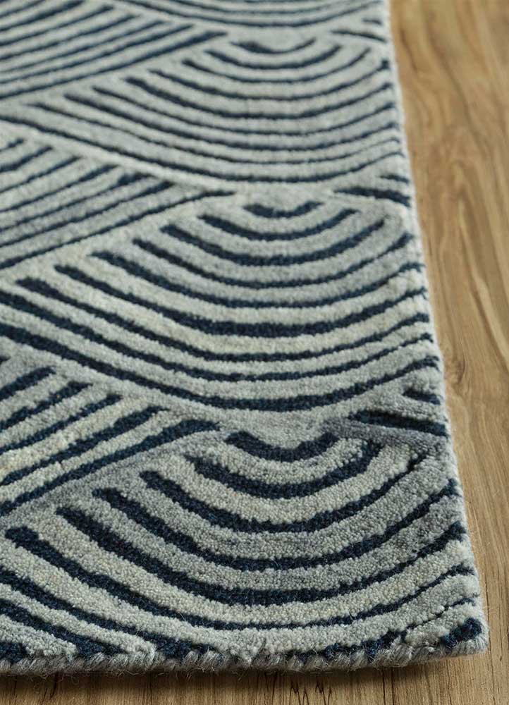 pathways grey and black wool Hand Tufted Rug - Corner