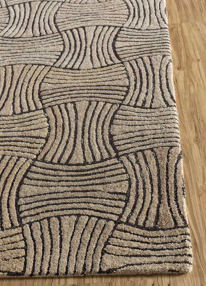 pathways beige and brown wool Hand Tufted Rug - Corner