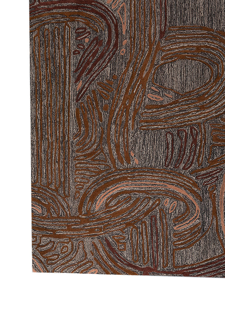 pathways beige and brown wool Hand Tufted Rug - Corner