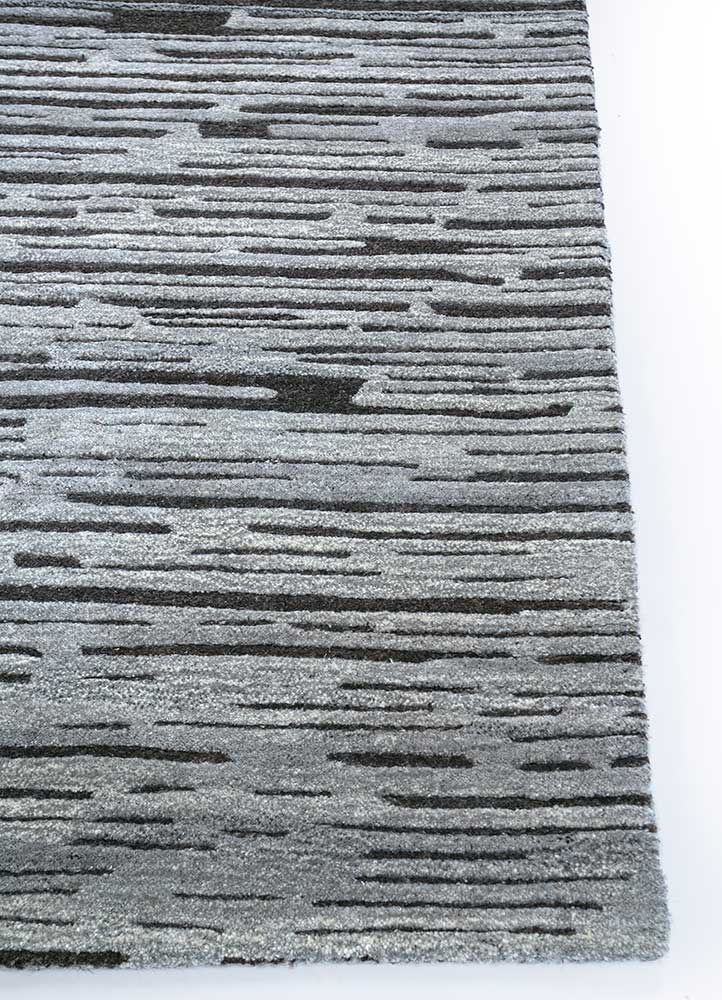 genesis grey and black wool Hand Tufted Rug - Corner