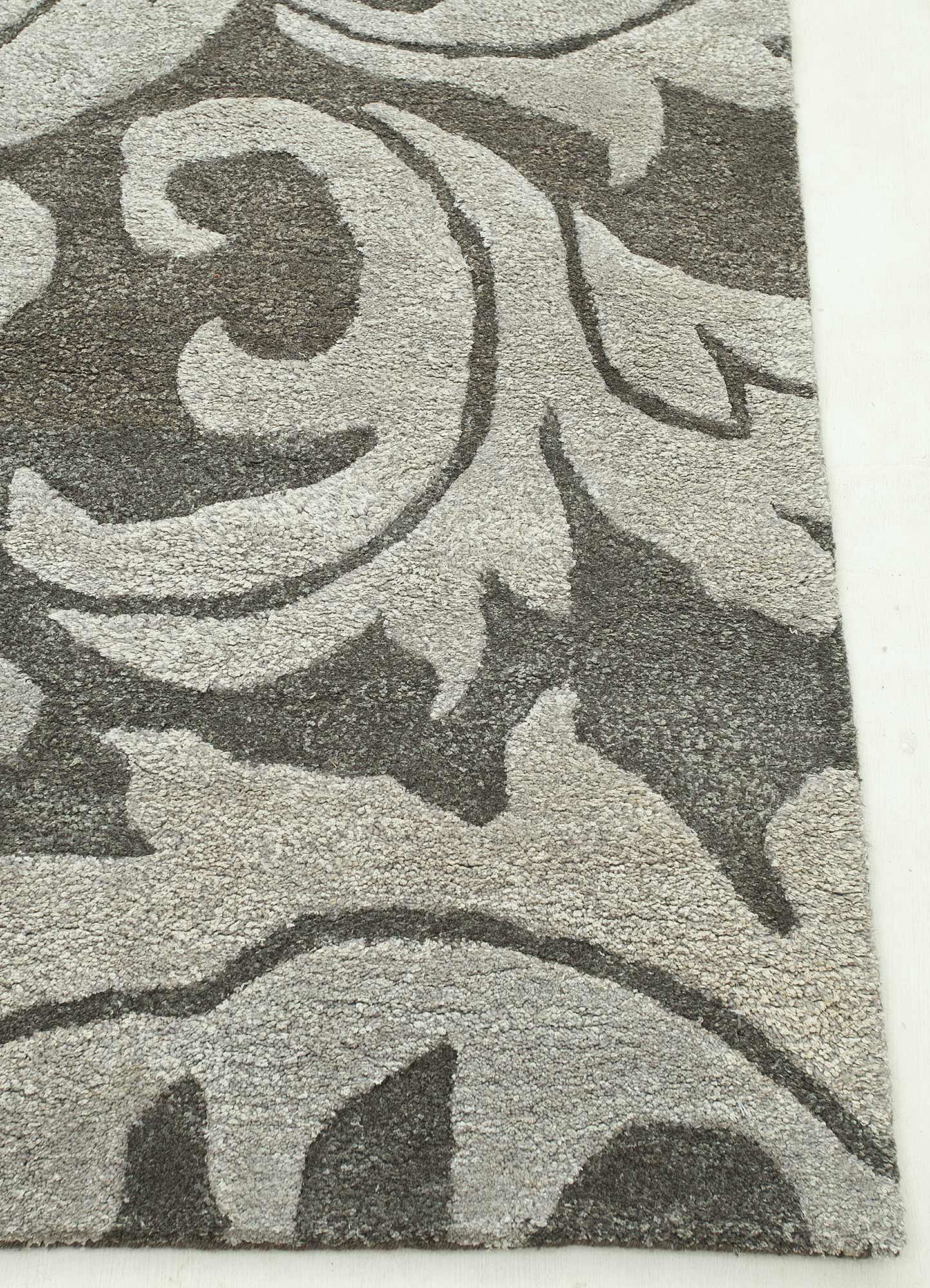 hacienda grey and black wool and viscose Hand Tufted Rug - Corner hacienda grey and black wool and viscose Hand Tufted Rug - Corner