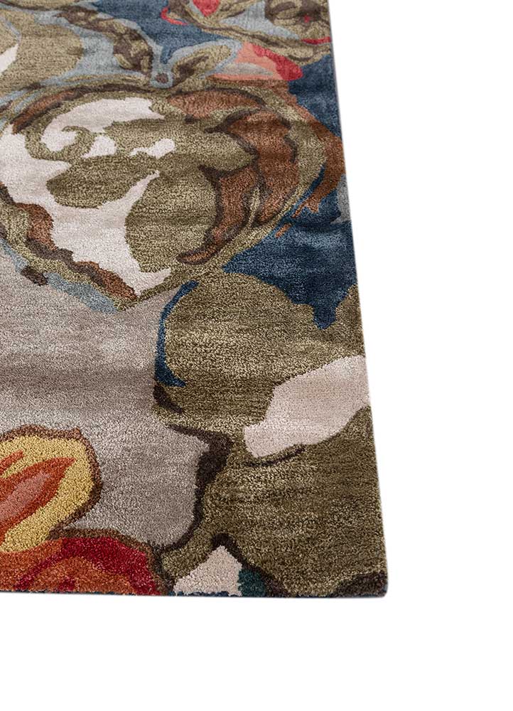 hacienda blue wool and viscose Hand Tufted Rug - Corner