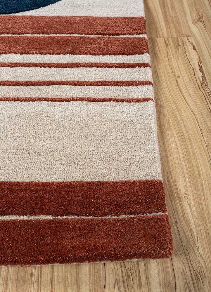 acar ivory wool and viscose Hand Tufted Rug - Corner