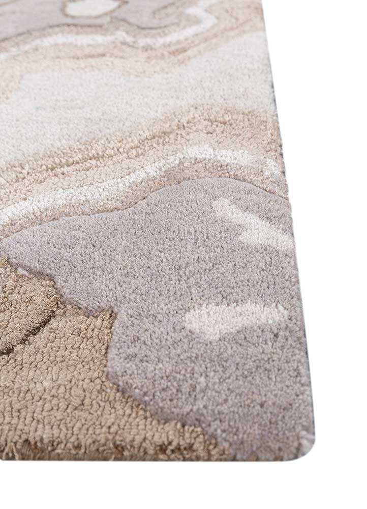 aprezo beige and brown wool and viscose Hand Tufted Rug - Corner