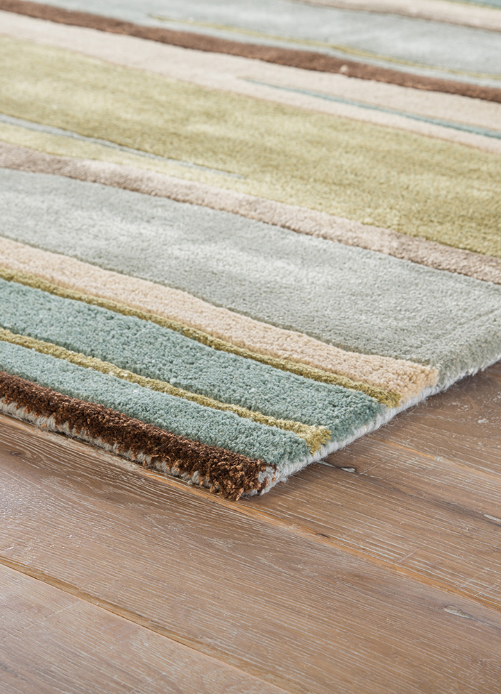 genesis green wool and viscose Hand Tufted Rug - Corner