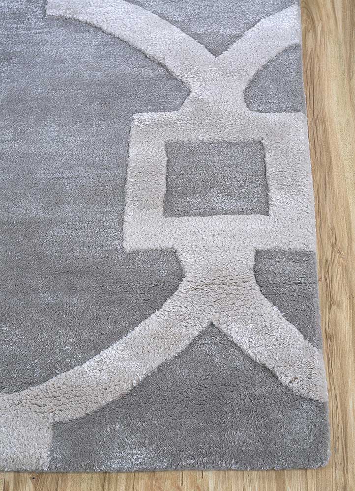 contour grey and black wool and viscose Hand Tufted Rug - Corner contour grey and black wool and viscose Hand Tufted Rug - Corner