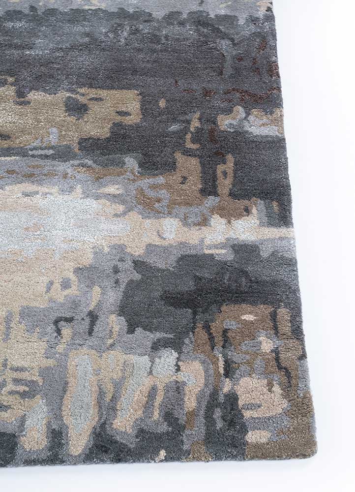 genesis beige and brown wool and viscose Hand Tufted Rug - Corner