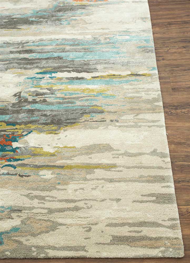 genesis ivory wool and viscose Hand Tufted Rug - Corner