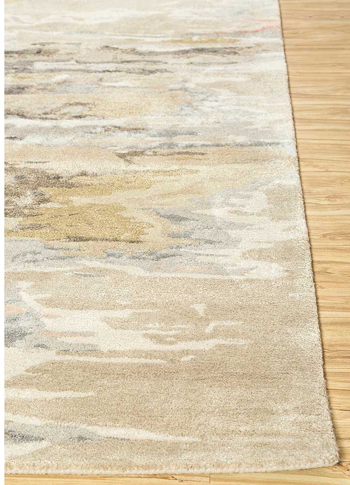 genesis beige and brown wool and viscose Hand Tufted Rug - Corner