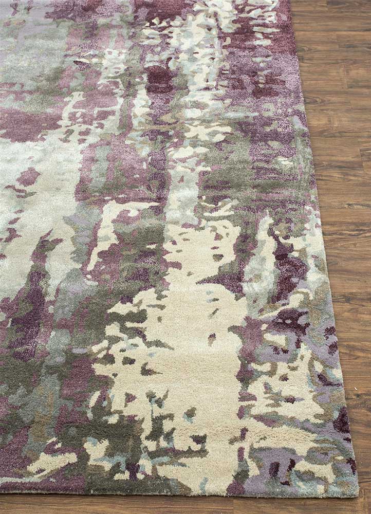 genesis pink and purple wool and viscose Hand Tufted Rug - Corner