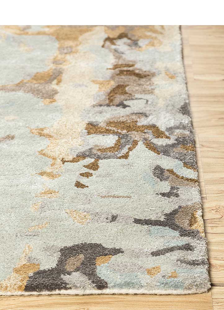 genesis beige and brown wool and viscose Hand Tufted Rug - Corner