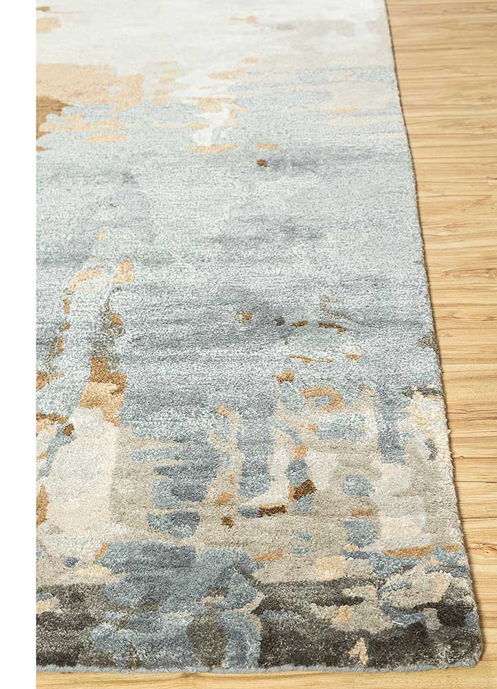 genesis blue wool and viscose Hand Tufted Rug - Corner