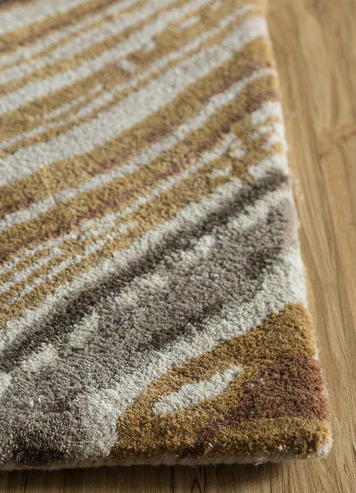 genesis beige and brown wool and viscose Hand Tufted Rug - Corner