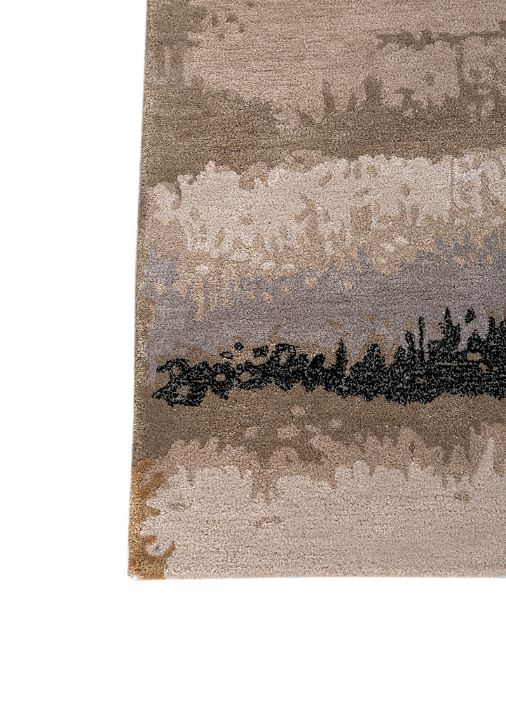 genesis beige and brown wool and viscose Hand Tufted Rug - Corner