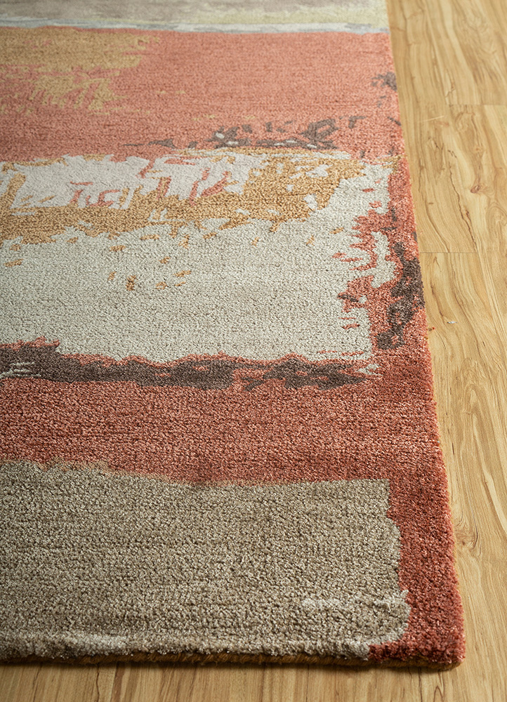 genesis red and orange wool and viscose Hand Tufted Rug - Corner