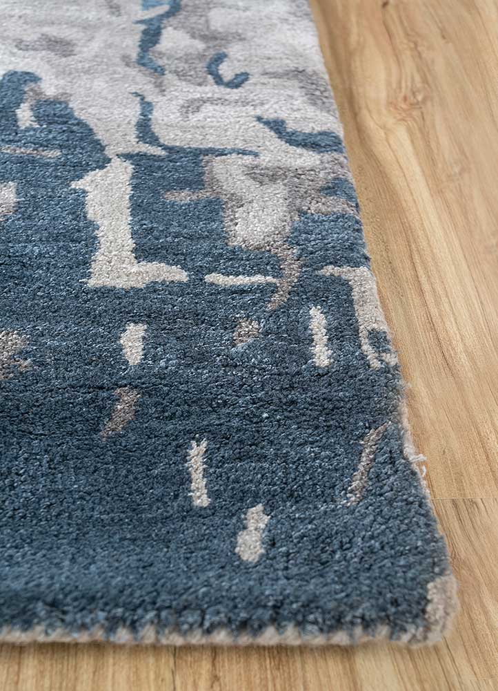 genesis grey and black wool and viscose Hand Tufted Rug - Corner