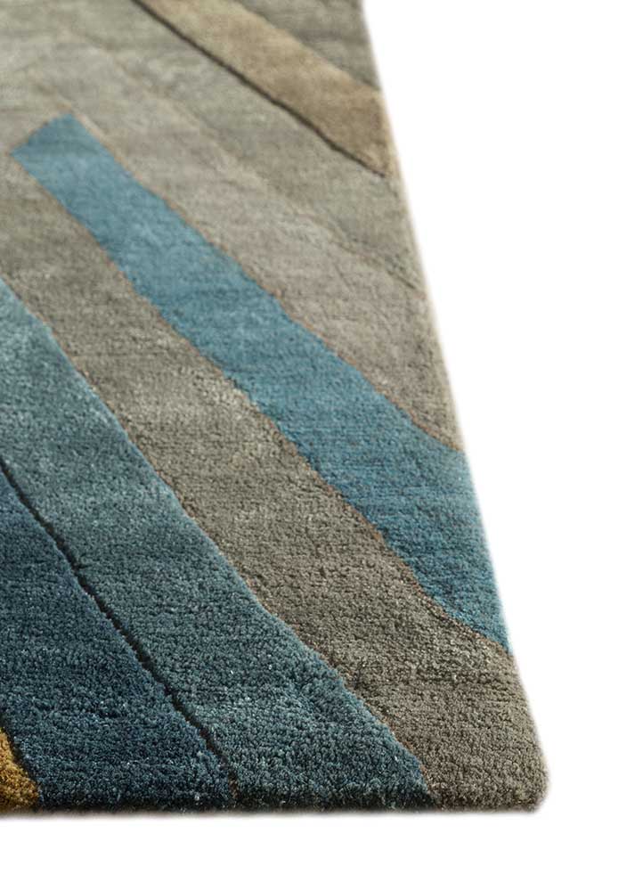 acar beige and brown wool and viscose Hand Tufted Rug - Corner