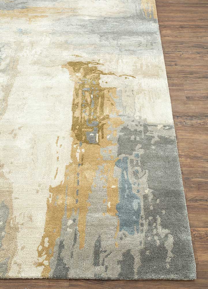 genesis ivory wool and viscose Hand Tufted Rug - Corner