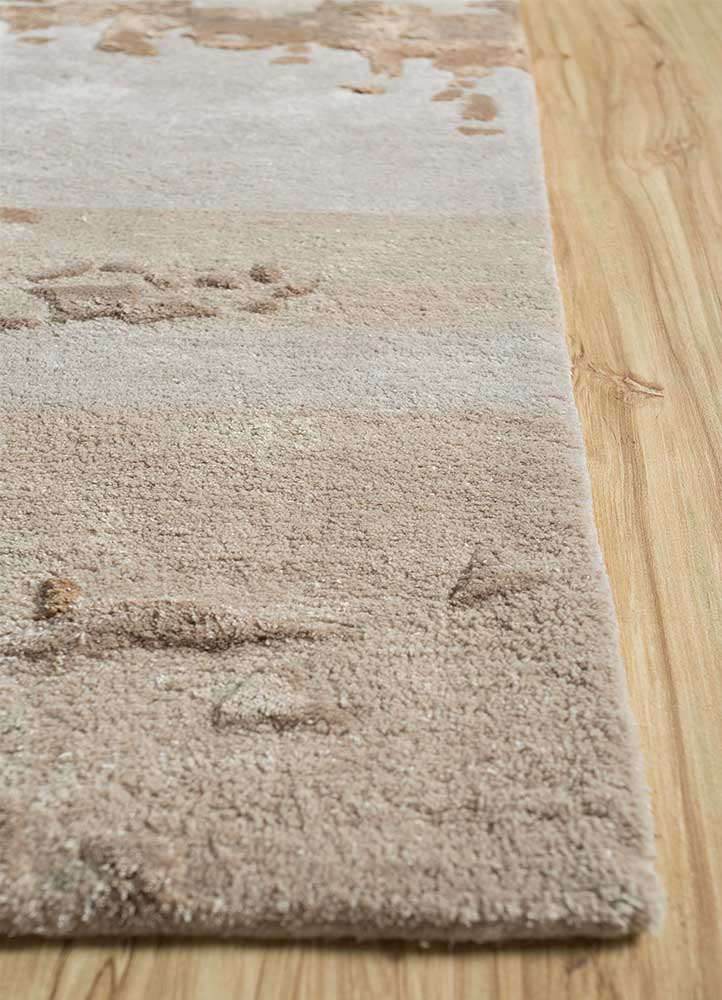 genesis beige and brown wool and viscose Hand Tufted Rug - Corner