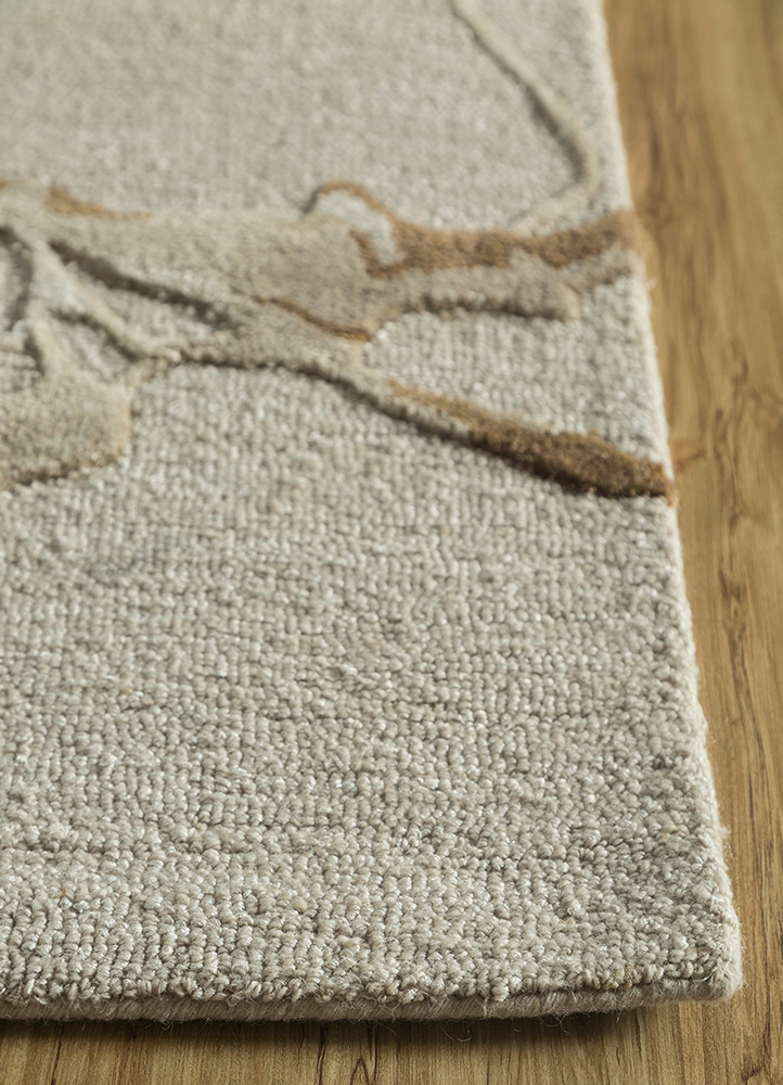 genesis ivory wool and viscose Hand Tufted Rug - Corner