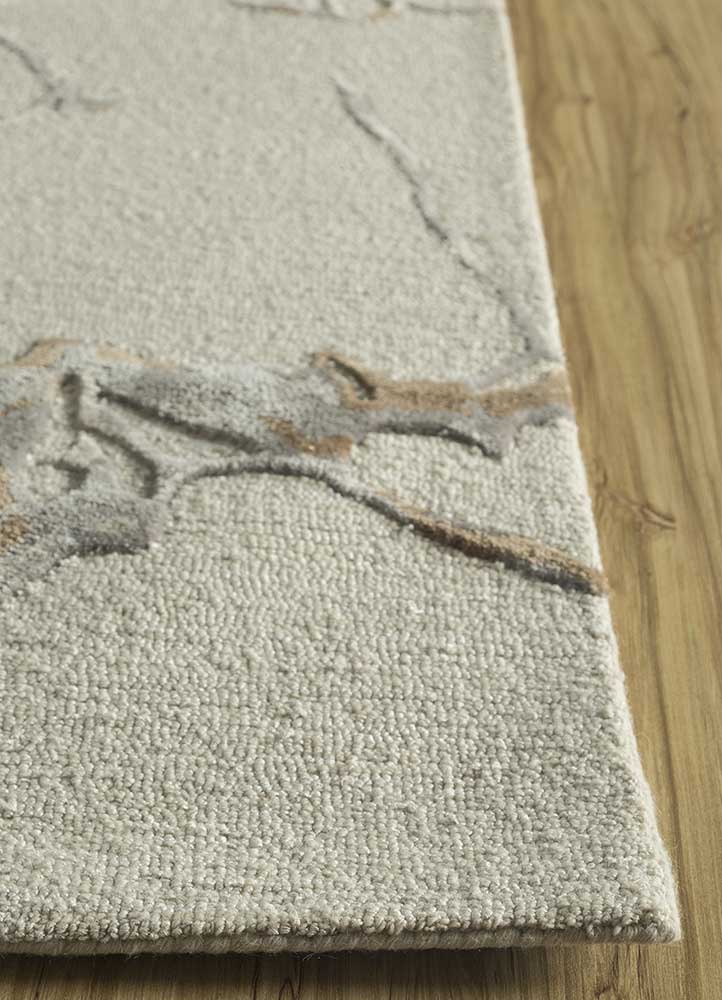 genesis beige and brown wool and viscose Hand Tufted Rug - Corner