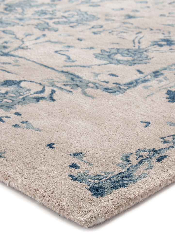 imara blue wool and viscose Hand Tufted Rug - Corner