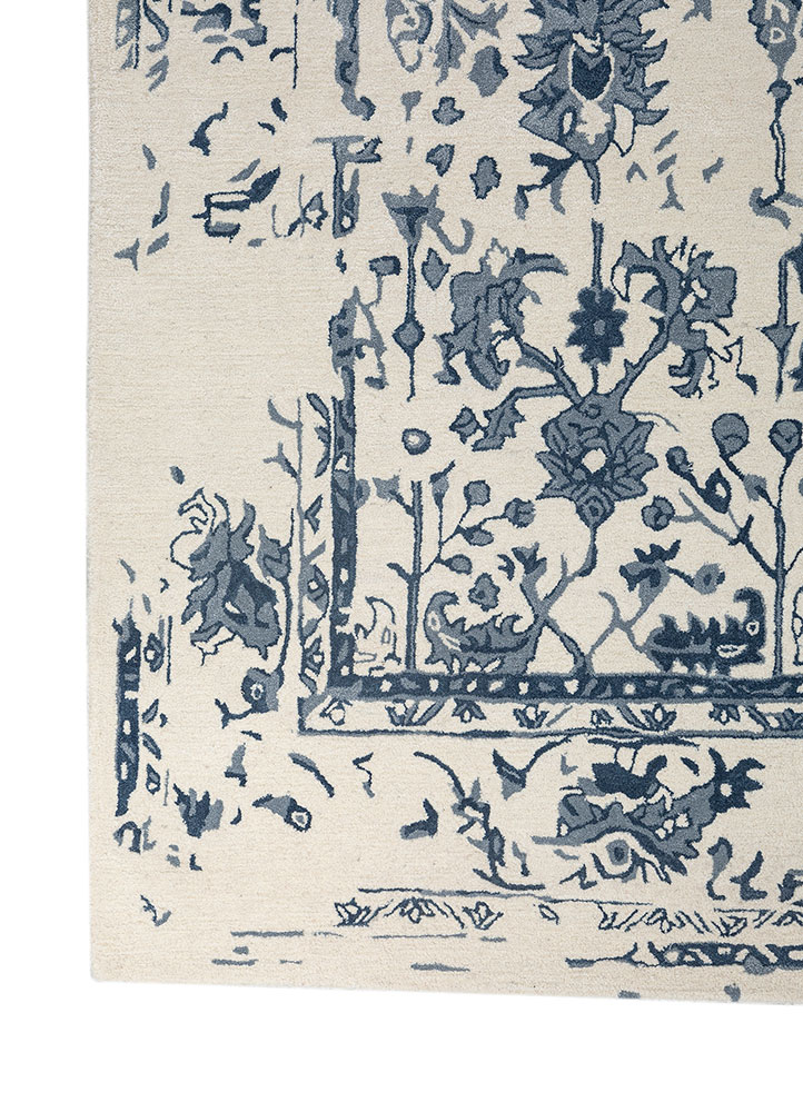 imara ivory wool and viscose Hand Tufted Rug - Corner