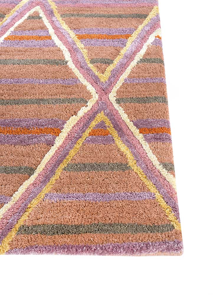 acar red and orange wool and viscose Hand Tufted Rug - Corner