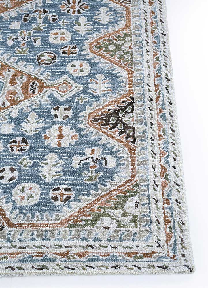 imara blue wool Hand Tufted Rug - Corner