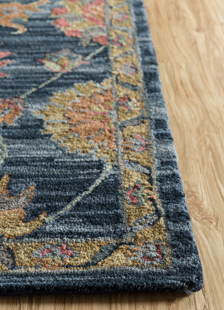 mythos blue wool Hand Tufted Rug - Corner