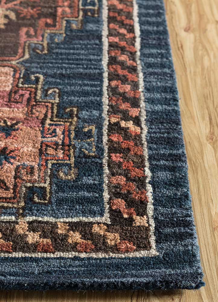 kasbah blue wool Hand Tufted Rug - Corner