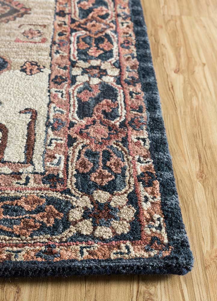 kasbah beige and brown wool Hand Tufted Rug - Corner