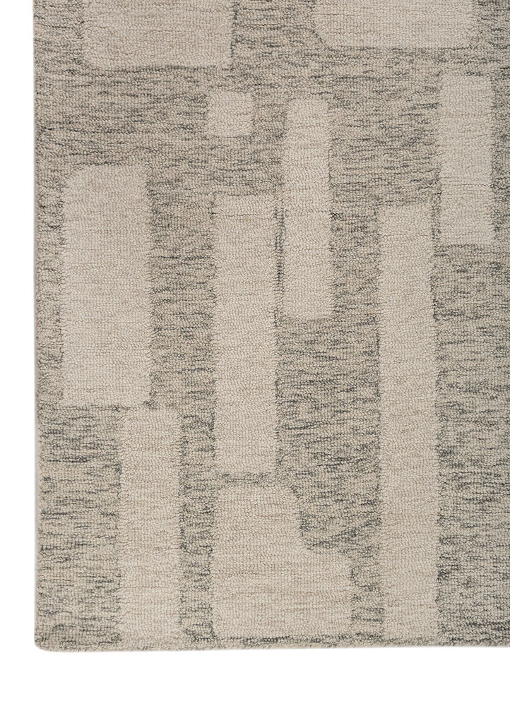 aprezo grey and black wool Hand Tufted Rug - Corner