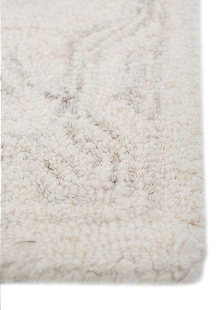 imara ivory wool Hand Tufted Rug - Corner