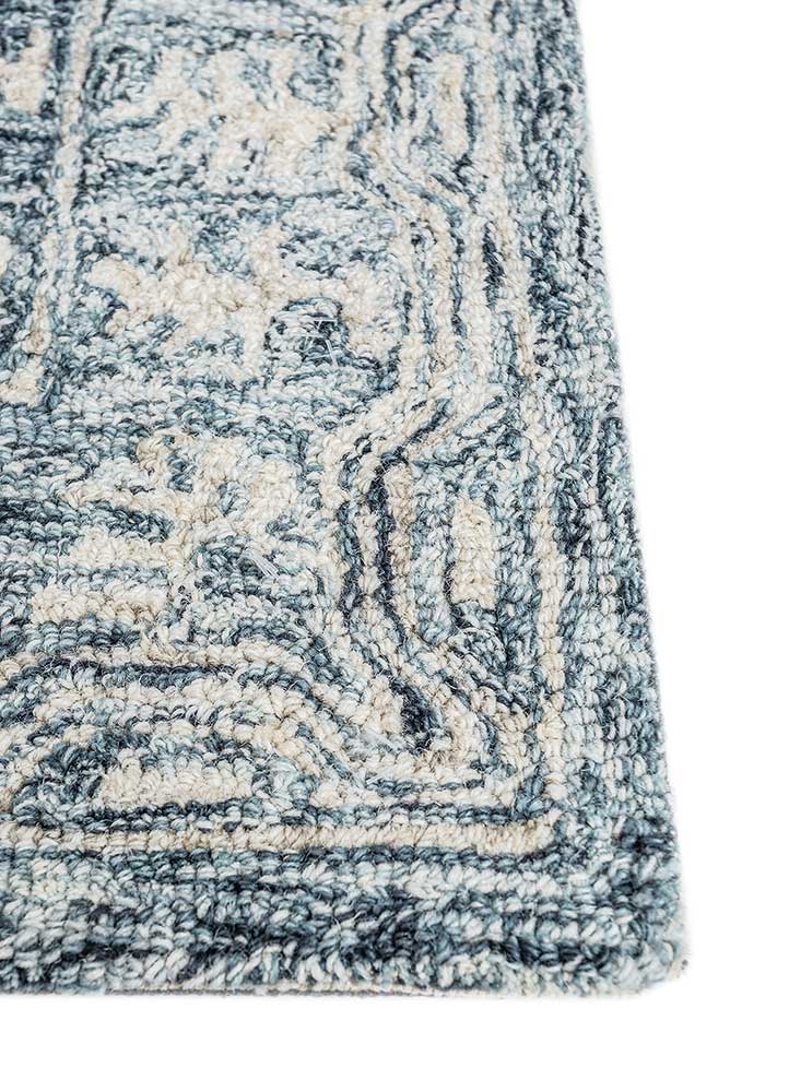 imara blue wool Hand Tufted Rug - Corner