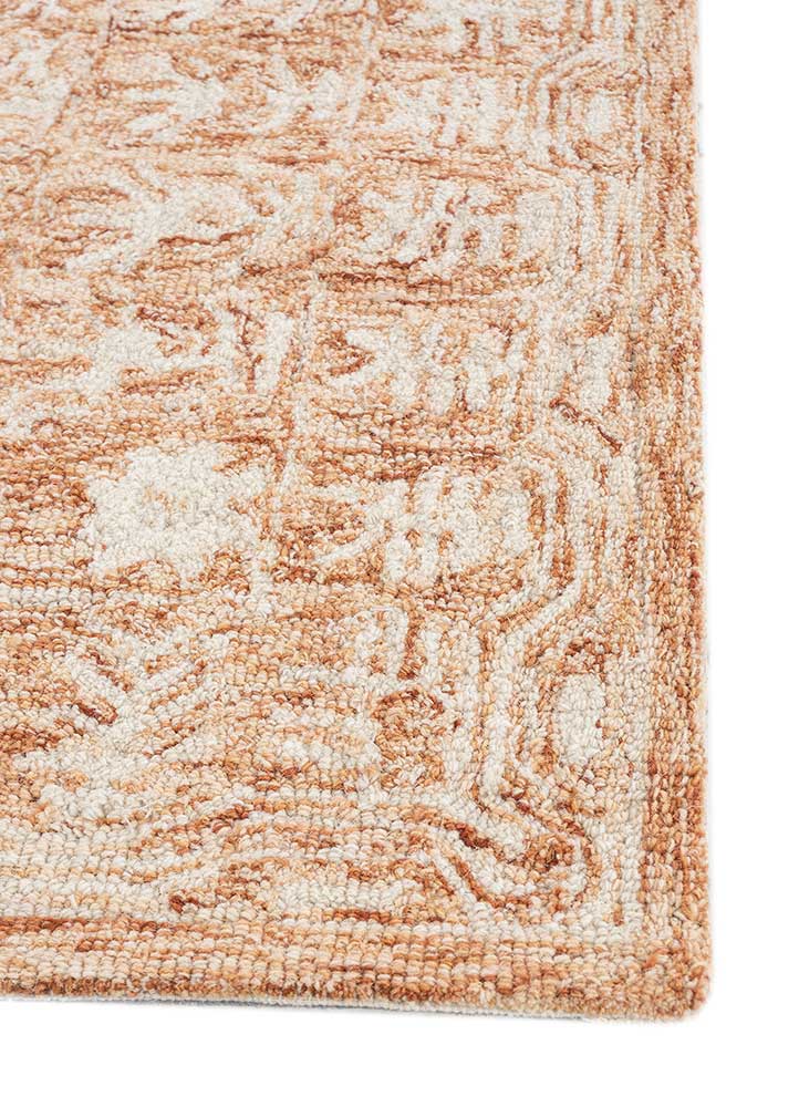 imara red and orange wool Hand Tufted Rug - Corner