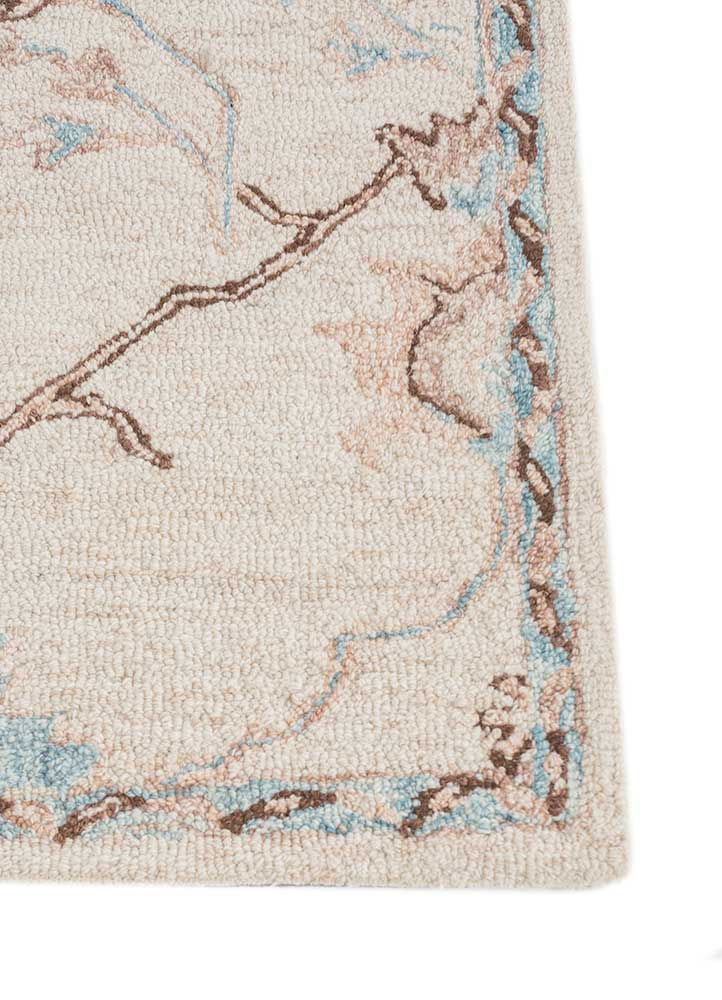 kasbah beige and brown wool Hand Tufted Rug - Corner