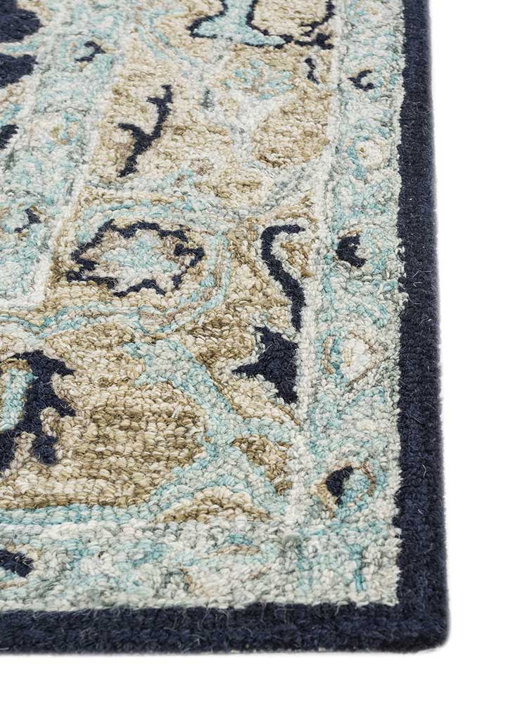 kasbah blue wool Hand Tufted Rug - Corner