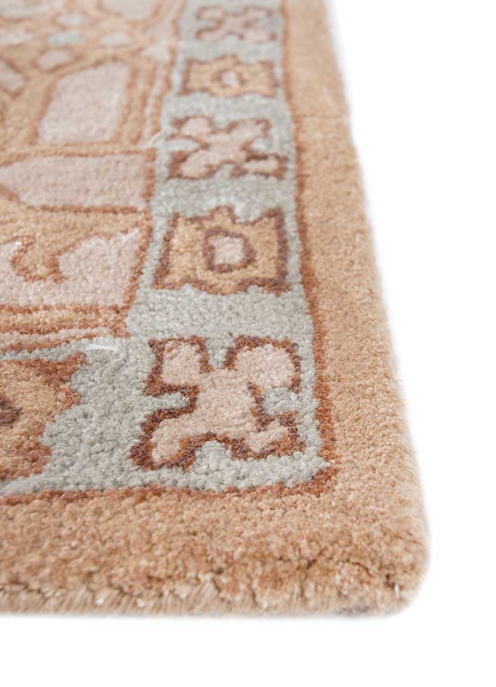 mythos beige and brown wool and viscose Hand Tufted Rug - Corner