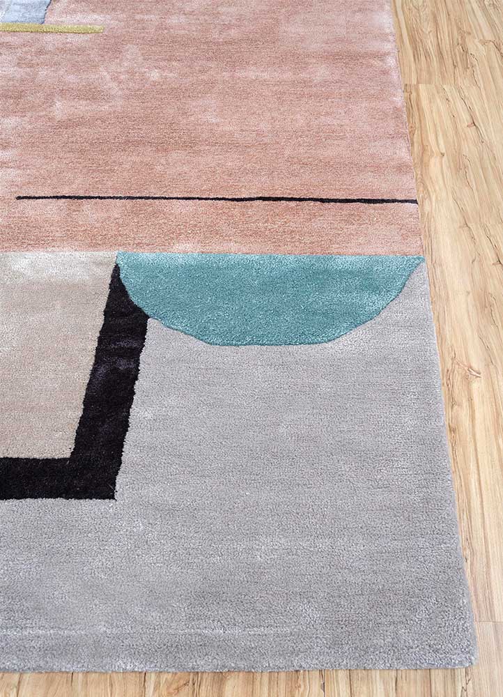 transcend multi wool and viscose Hand Tufted Rug - Corner