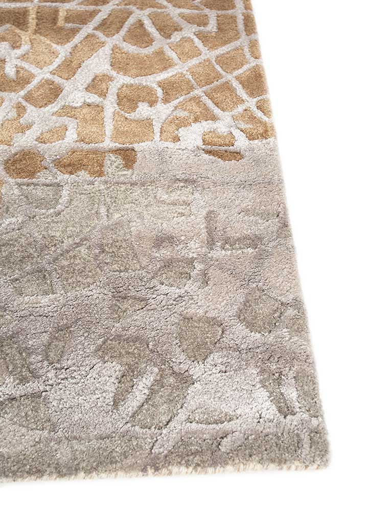 mythos gold wool and viscose Hand Tufted Rug - Corner